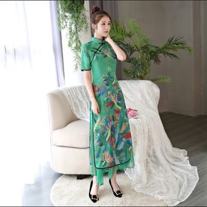 Shanghai Story Vietnam Ao dai Chinese Style Dress Long Qipao Cheongsam Dress